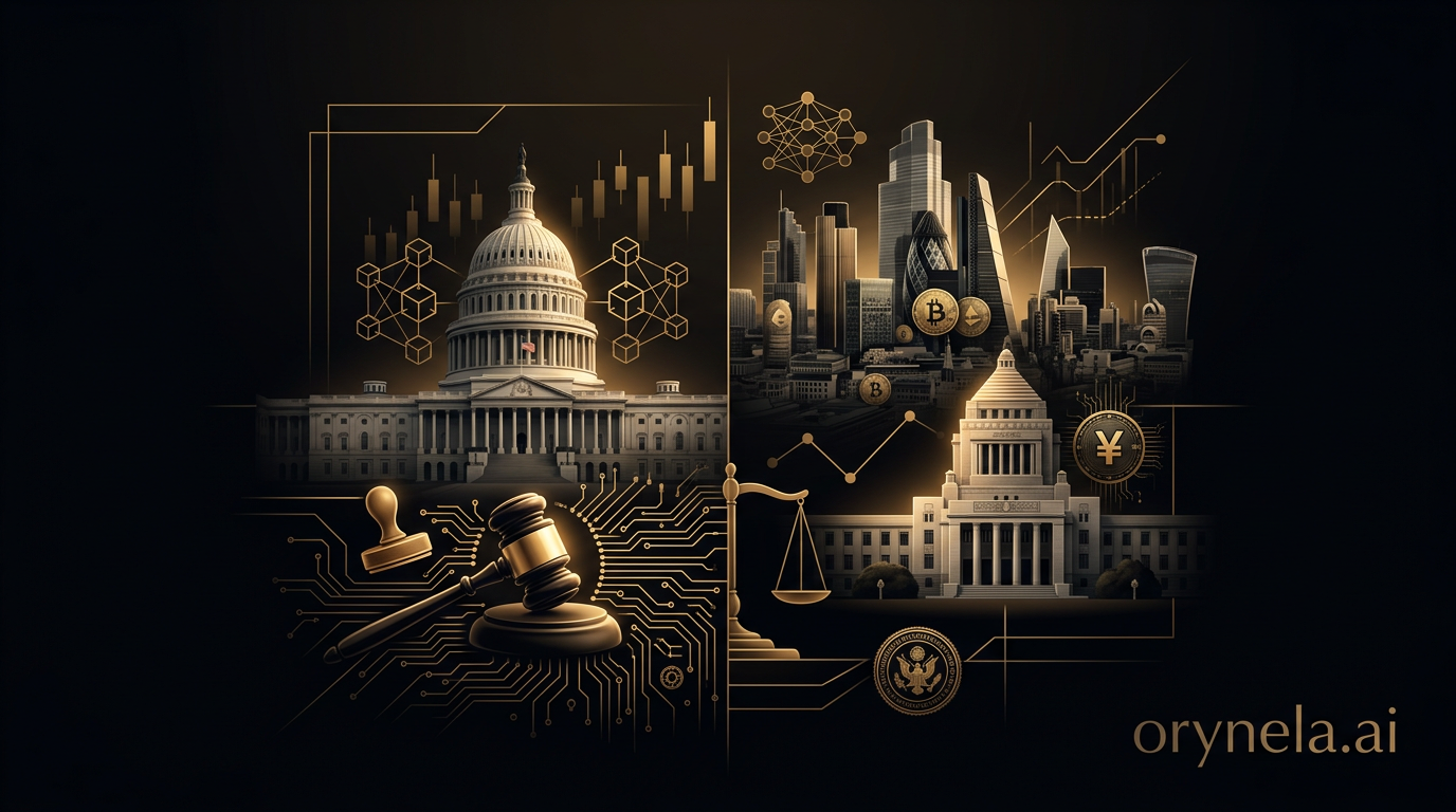 Illustration représentant la régulation crypto mondiale avec le CLARITY Act et les institutions financières