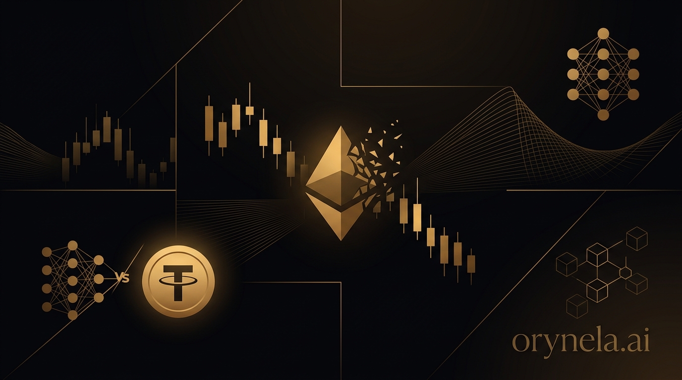 Illustration de la crise Ethereum : cours en chute libre face à la montée des stablecoins
