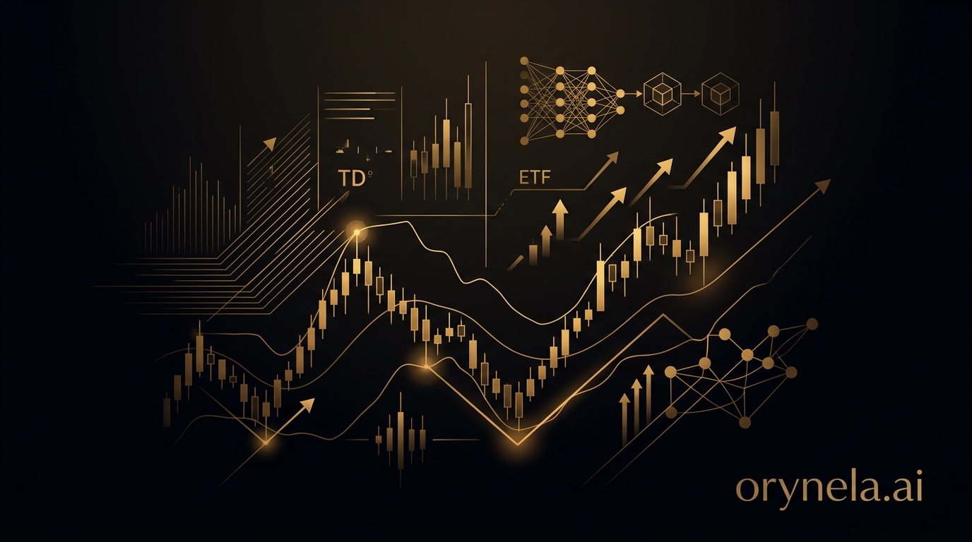 Bitcoin-Chart mit technischen Erholungssignalen und goldenen Akzenten auf dunklem Hintergrund